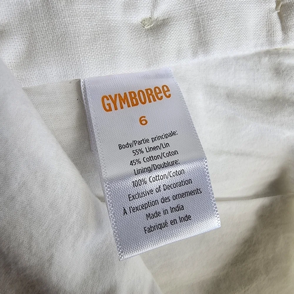 Gymboree Girls 6 White Sleeveless Sundress Eyelet Flutter Prairie Linen Cotton
